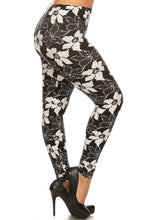 Load image into Gallery viewer, Plus Size Floral Pattern Printed Knit Legging With Elastic Waistband