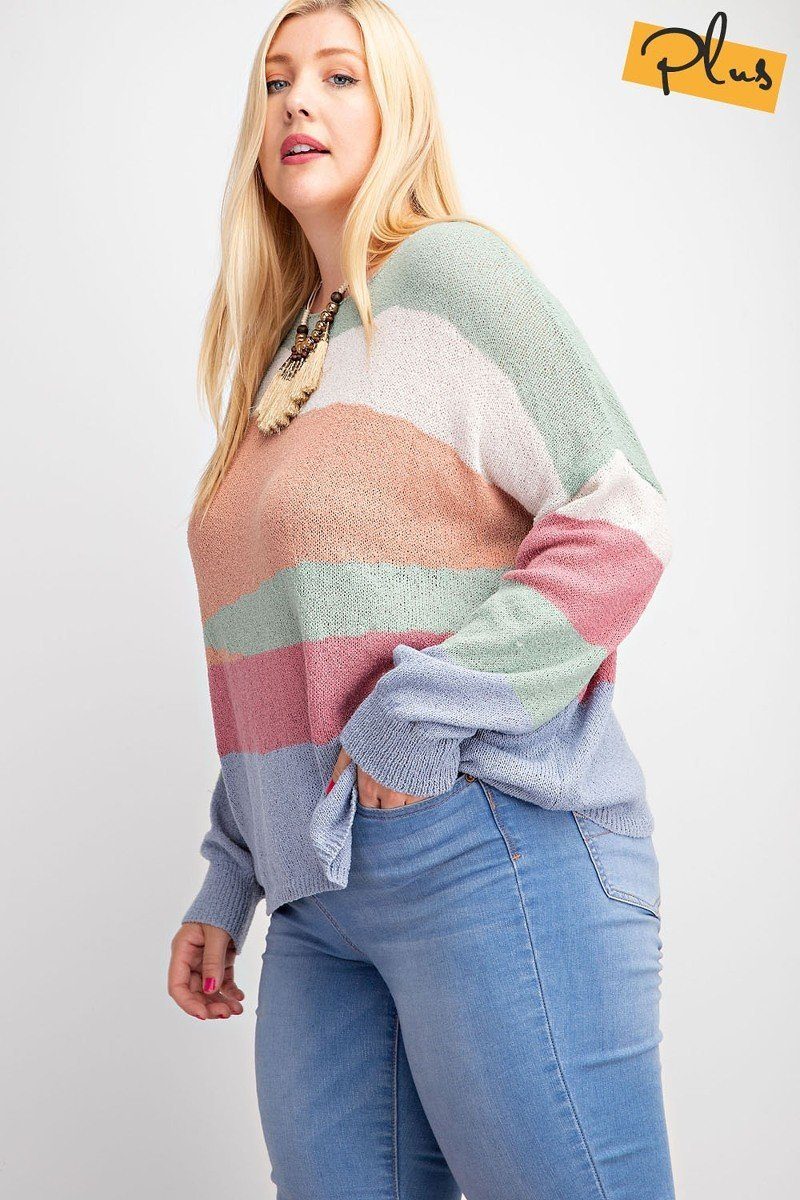 Striped Light Weight Knitted Sweater Top