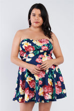 Load image into Gallery viewer, Plus Size Navy Multi Floral Sweetheart Dress