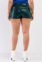 Load image into Gallery viewer, Plus Size Shiny Sequin High Waisted Mini Shorts