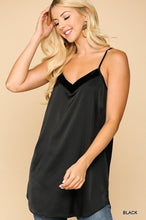 Load image into Gallery viewer, Velvet Mixed Adjustable Strap Round Hem Camisole