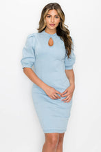 Load image into Gallery viewer, Front Keyhole Back Zip Denim Dress