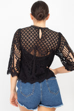 Load image into Gallery viewer, Mock 3/4 Sleeves Lace Designed Top