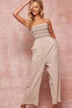 Load image into Gallery viewer, A Striped Woven Linen-blend Jumpsuit