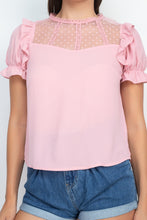 Load image into Gallery viewer, Dot Mesh Ruffled Sleeve Blouse