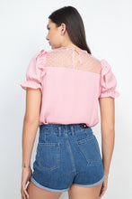 Load image into Gallery viewer, Dot Mesh Ruffled Sleeve Blouse