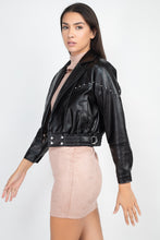 Load image into Gallery viewer, Crop Studded Moto Jacket