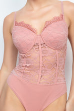 Load image into Gallery viewer, Semi-sheer Sweetheart Lace Bodysuit