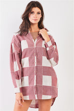 Load image into Gallery viewer, Red &amp; Natural 90s Multi Plaid Oversized Button Down Mini Shirt Dress