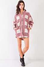Load image into Gallery viewer, Red &amp; Natural 90s Multi Plaid Oversized Button Down Mini Shirt Dress