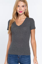 Load image into Gallery viewer, Short Sleeve V-neck Rib Top