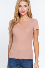 Load image into Gallery viewer, Short Sleeve V-neck Rib Top