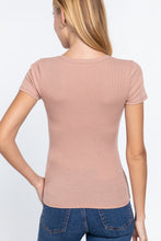 Load image into Gallery viewer, Short Sleeve V-neck Rib Top