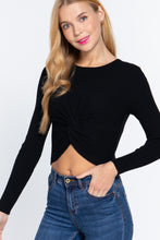 Load image into Gallery viewer, Crew Neck Knotted Crop Sweater