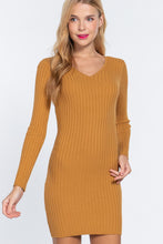 Load image into Gallery viewer, Long Slv V-neck Sweater Mini Dress
