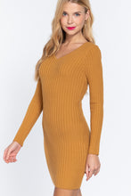 Load image into Gallery viewer, Long Slv V-neck Sweater Mini Dress