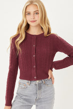 Load image into Gallery viewer, Buttoned Cable Knit Cardigan Long Sleeve Sweater