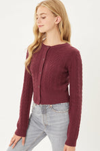 Load image into Gallery viewer, Buttoned Cable Knit Cardigan Long Sleeve Sweater