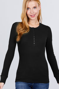 Long Slv Henley Thermal Top