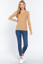 Load image into Gallery viewer, Long Slv V-neck Placket Thermal Top