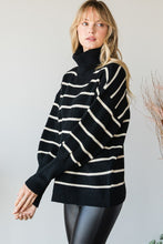 Load image into Gallery viewer, Heavy Knit Striped Turtle Neck Knit Sweater