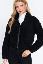 Load image into Gallery viewer, Long Slv Faux Fur Zip-up Jacket