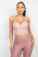 Load image into Gallery viewer, Bustier Stone Fringe Cami Top