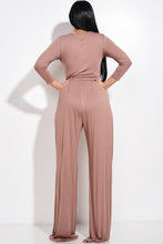Load image into Gallery viewer, Solid 3/4 Sleeve Top And Wide Leg Pleated Pants Two Piece Set
