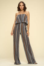 Load image into Gallery viewer, Womens Two Piece Set Flowy Strapless Crop Top, High Waist Palazzo Pants