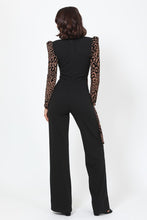Load image into Gallery viewer, Plunging V Buckle Detail Leopard Jumpsuit