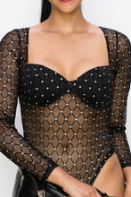 Load image into Gallery viewer, Diamond-patterned Sheer Bodysuit