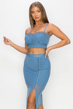 Load image into Gallery viewer, Studded Stone Cami Top &amp; Slit Mini Skirts Set