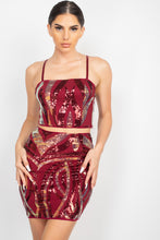 Load image into Gallery viewer, Sequin Square Cami Top &amp; Mini Skirts Set