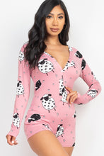 Load image into Gallery viewer, Sheep Print V-neck Button Romper