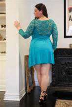 Load image into Gallery viewer, Plus Lace Detail Long Sleeve Mini Dress