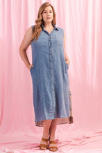 Load image into Gallery viewer, Sleeveless Denim Maxi Shirt Dress