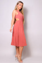 Load image into Gallery viewer, Sleeveless Back Cutout Linen Midi Dress