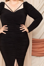 Load image into Gallery viewer, Deep Round Neck Shirring Detailed Back Plus Size Dress