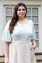 Load image into Gallery viewer, Plus Stripe Bell Short Sleeve Top