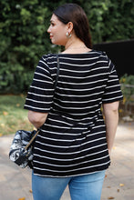 Load image into Gallery viewer, Plus Stripe Bell Short Sleeve Top