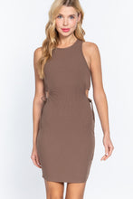 Load image into Gallery viewer, Sleeveless Round Neck Side Cut Out Detail Mini Dress