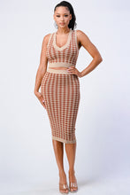 Load image into Gallery viewer, Luxe Gingham Rib Knit Top And Skirt Sets