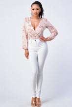Load image into Gallery viewer, Floral Wrapped V-neck Long Sleeves Bodysuit