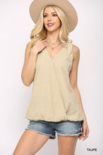Load image into Gallery viewer, Solid Textured And Sleeveless Surplice Top With Shoulder Tie