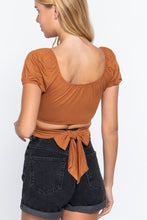 Load image into Gallery viewer, Short Slv Back Tie Crop Knit Top