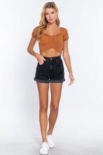 Load image into Gallery viewer, Short Slv Back Tie Crop Knit Top