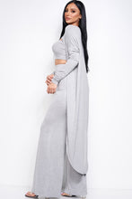 Load image into Gallery viewer, Solid Heavy Rayon Spandex Tube Top, Long Sleeve Cape Top And Wide Leg Pants 3 Piece Set