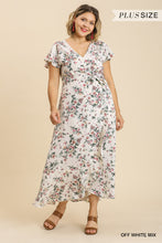 Load image into Gallery viewer, Floral Print Wrapped Short Ruffle Sleeve Maxi Dress With No Lining