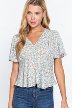 Load image into Gallery viewer, Ruffle Slv W/back Tie Print Woven Top