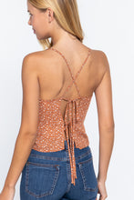 Load image into Gallery viewer, Ruched Open Back Print Cami Woven Top